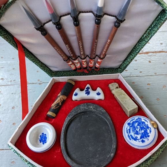 Vintage Office Vintage Style Japanese Brush Painting Calligraphy